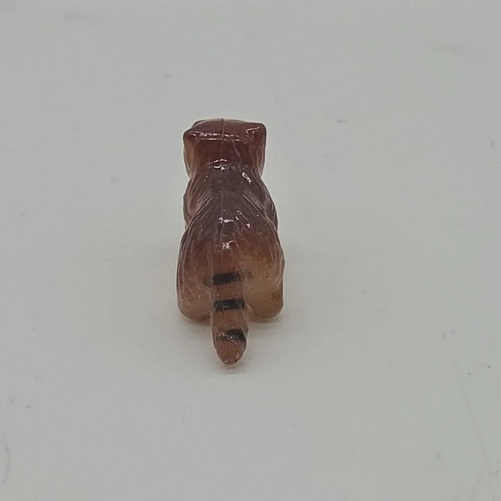 Vintage Lot Miniature Raccoon Hard Plastic Figurines Animal Momma Baby Hong Kong